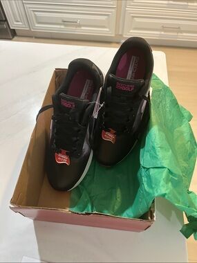 Skechers Black Golf Sneakers with Pink Interior Accents
